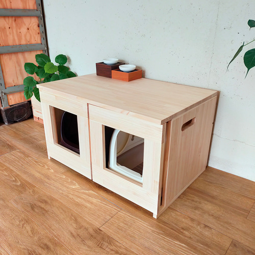 デュオトイレ 2つしまえる 猫トイレカバー ハウス・小屋 仔猫