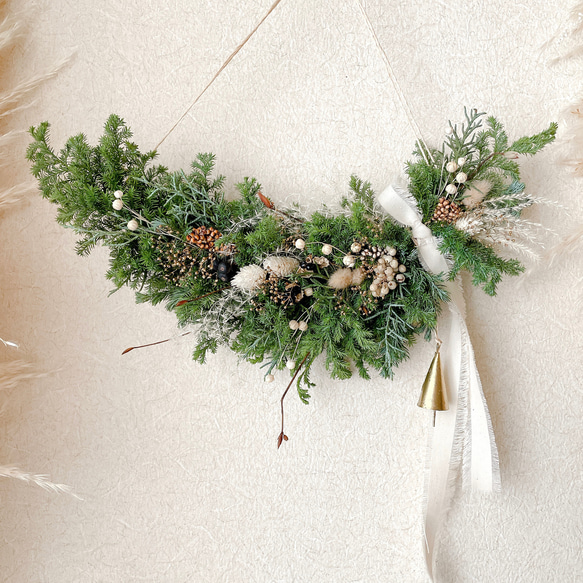 クリスマスガーランド ドライフラワー 横長スワッグ スワッグ riisi