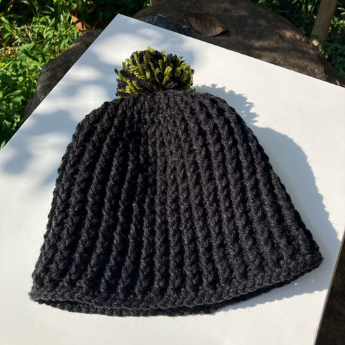 かぎ針編み ハンドメイド ポンポンニット帽 しっかりした厚み 暖かい