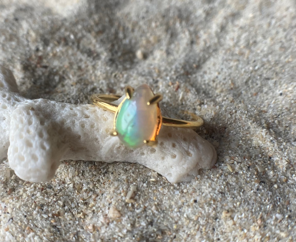 *sv925*蛋白石戒指 水滴形 Welo 埃塞俄比亞蛋白石戒指 第8張的照片