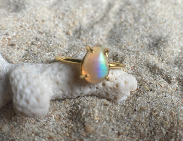 *sv925*蛋白石戒指 水滴形 Welo 埃塞俄比亞蛋白石戒指 第4張的照片