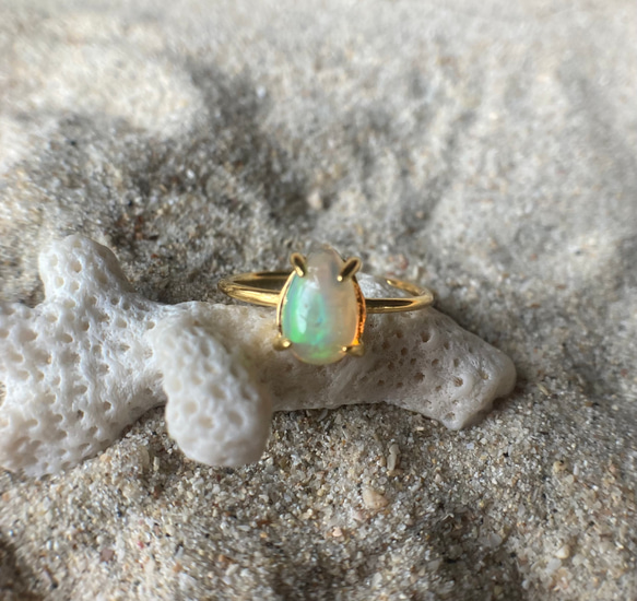 *sv925*蛋白石戒指 水滴形 Welo 埃塞俄比亞蛋白石戒指 第9張的照片