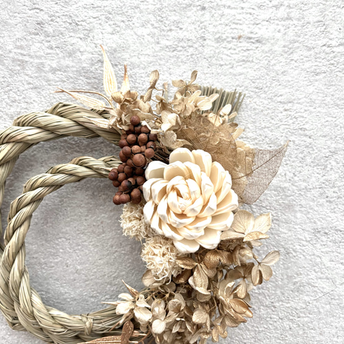 2025年新作 ソラフラワー 幸せを願い ナチュラル しめ縄飾り しめ縄