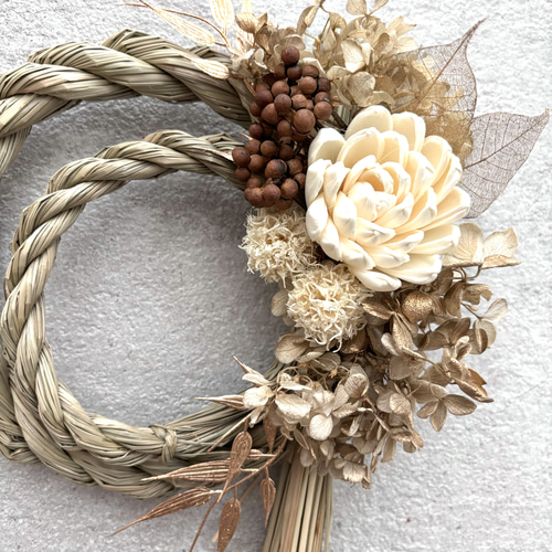 2025年新作 ソラフラワー 幸せを願い ナチュラル しめ縄飾り しめ縄