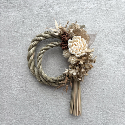 2025年新作 ソラフラワー 幸せを願い ナチュラル しめ縄飾り しめ縄