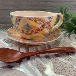 虹色のお花のお茶碗（1つのお値段です） 茶碗・めし碗 手作り陶器Rie