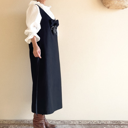 【お値下げ！】インゲボルグ　リボン付き大人可愛❤ジャンパースカート お値下げ！】インゲボルグ リボン付き大人可愛❤ジャンパースカート