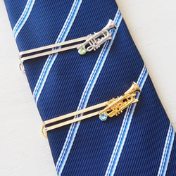 トランペットと選べるクリスタルのネクタイピン 1枚目の画像