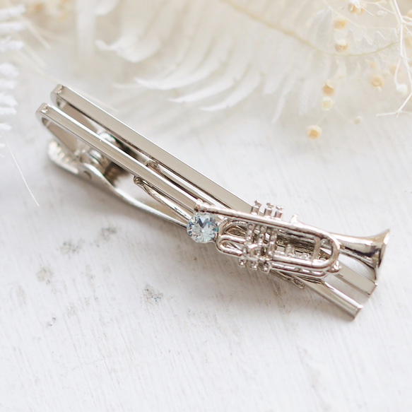 トランペットと選べるクリスタルのネクタイピン 10枚目の画像