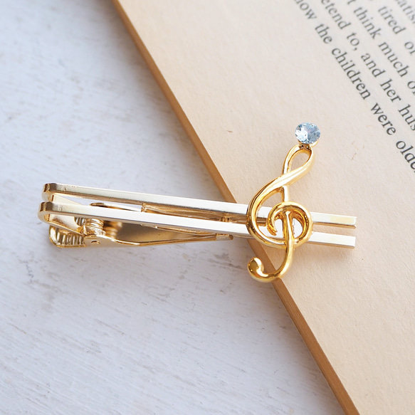 ト音記号と選べるクリスタルのネクタイピン 5枚目の画像