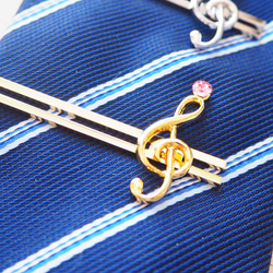 ト音記号と選べるクリスタルのネクタイピン 2枚目の画像