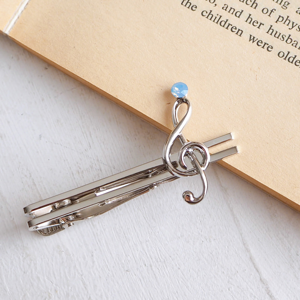 ト音記号と選べるクリスタルのネクタイピン 4枚目の画像