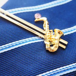 サックスと選べるクリスタルのネクタイピン 3枚目の画像