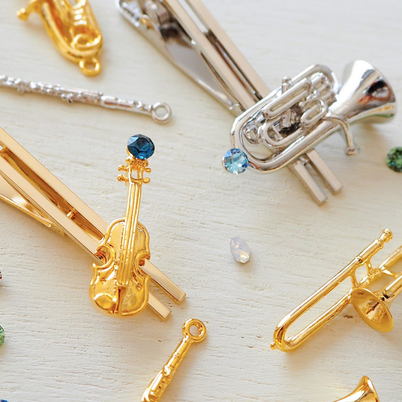 サックスと選べるクリスタルのネクタイピン 5枚目の画像