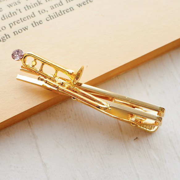 トロンボーンと選べるクリスタルのネクタイピン 4枚目の画像