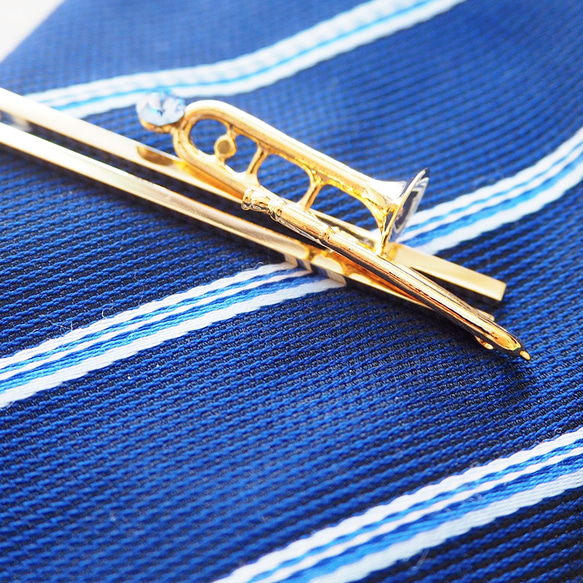 トロンボーンと選べるクリスタルのネクタイピン 3枚目の画像