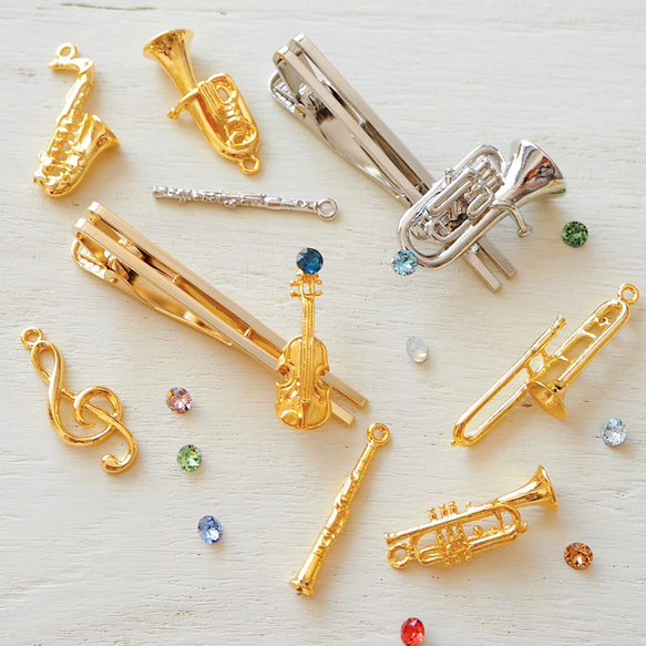 トロンボーンと選べるクリスタルのネクタイピン 9枚目の画像