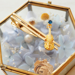 バイオリンと選べるクリスタルのネクタイピン 2枚目の画像