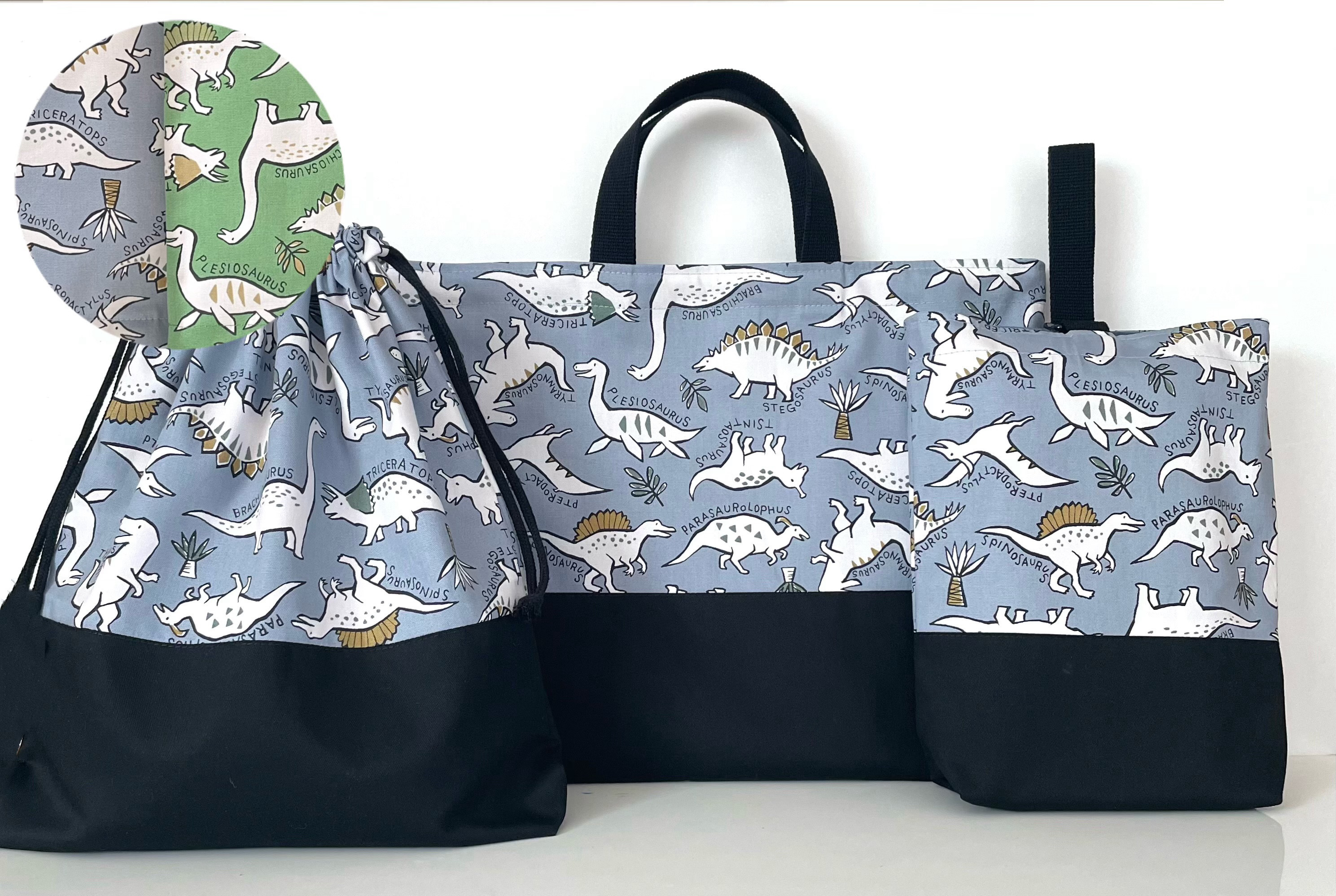 デザイン選べる　2色※恐竜☆3点セット　入園入学　お着替え袋　オーダーOK サイズ選べる　ナップサック　ダイナソー