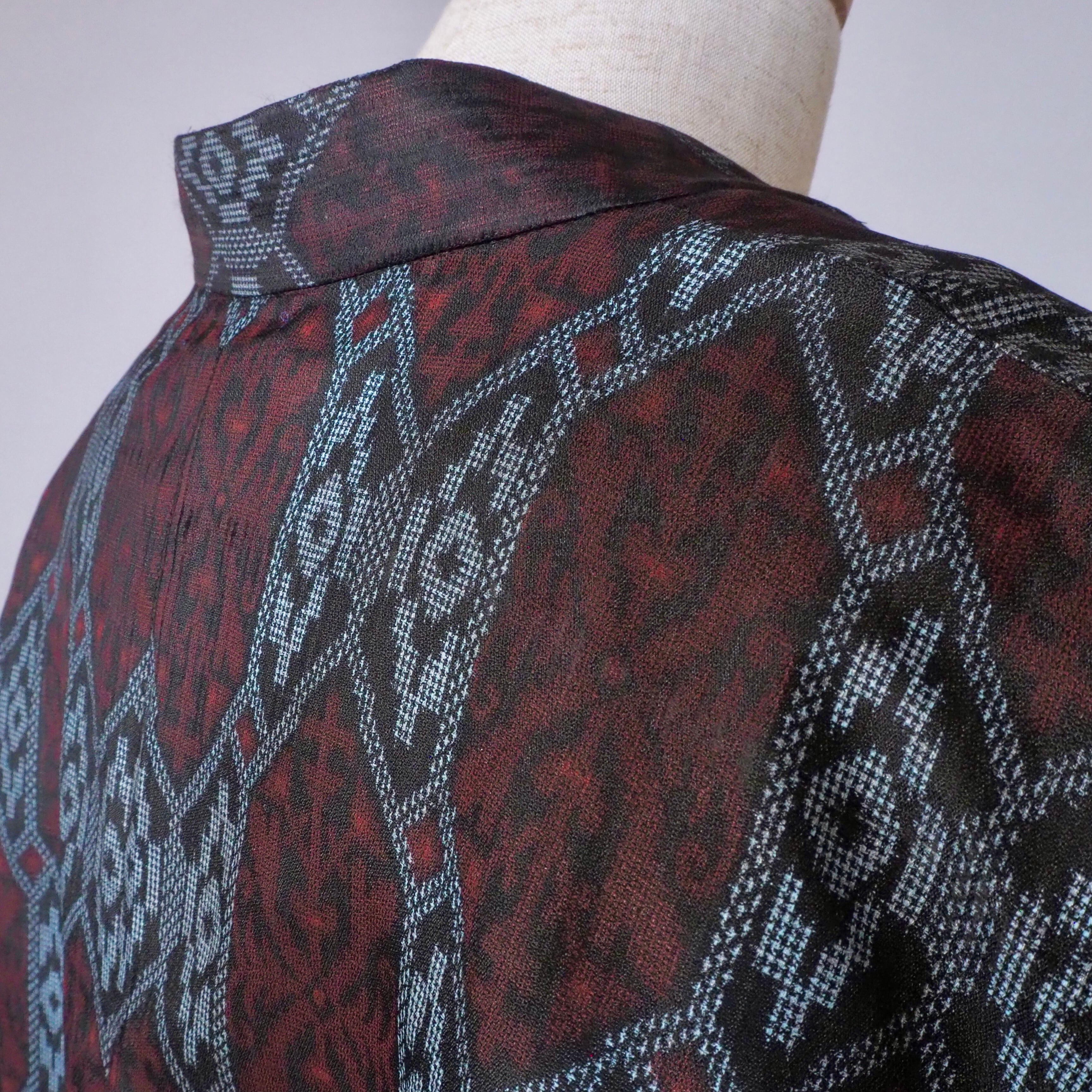 creema価格★着物リメイク TanLan クロップドジャケット シースルーブラック 亀甲