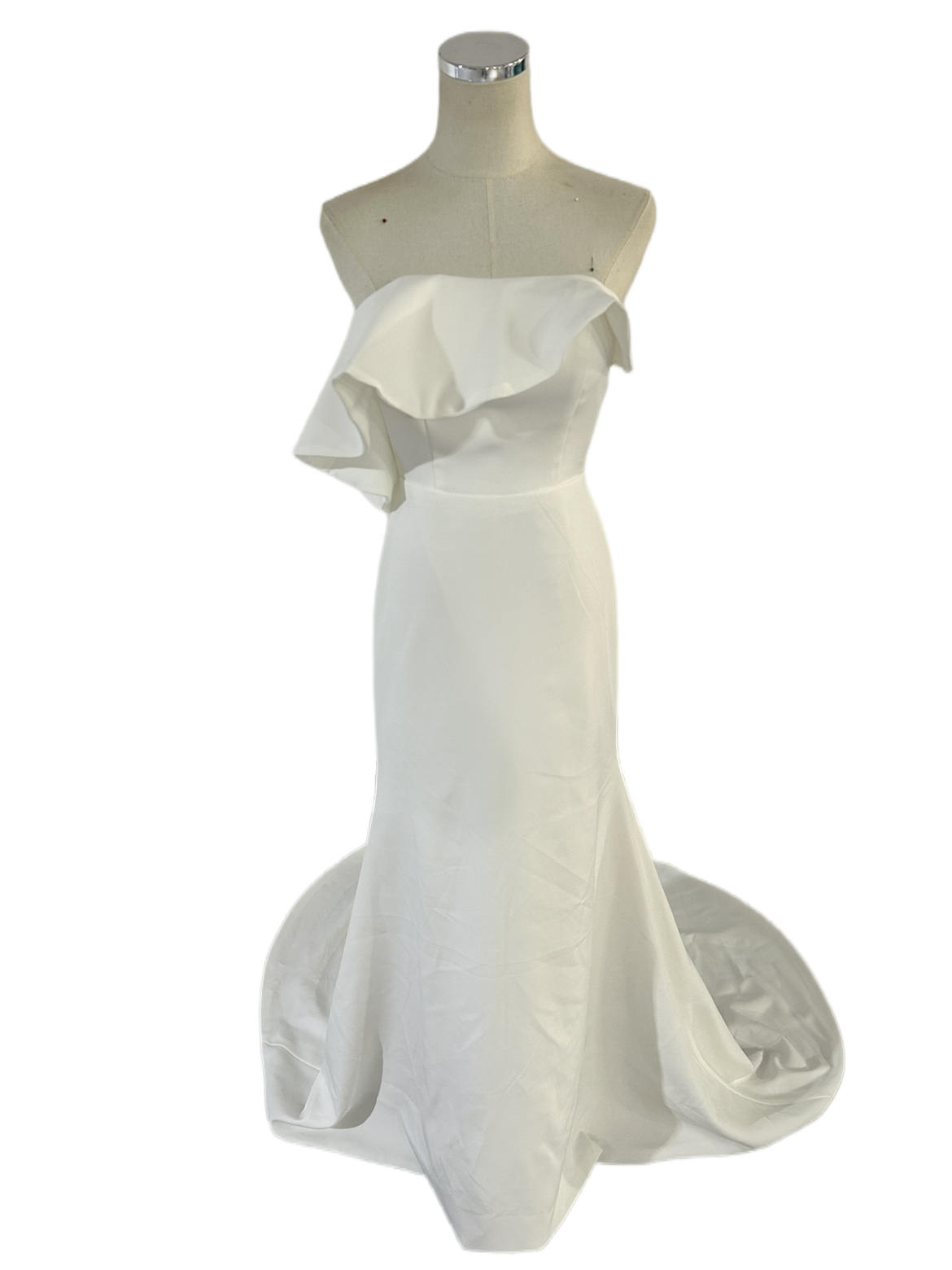 パーティードレス ベアトップ ラッフルフリル マーメイドライン ファスナー 2次会/合コン/デート