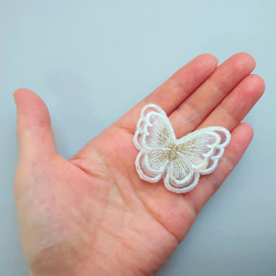 6つセット　蝶々レースのヘアクリップ　二枚羽　結婚式など特別な日に　❁オプション❁コットンパールのヘアピン 6枚目の画像