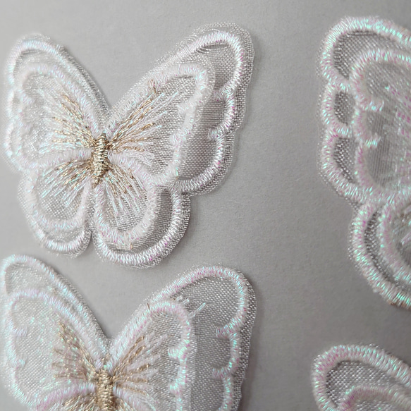 6つセット　蝶々レースのヘアクリップ　二枚羽　結婚式など特別な日に　❁オプション❁コットンパールのヘアピン 8枚目の画像