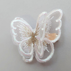 6つセット　蝶々レースのヘアクリップ　二枚羽　結婚式など特別な日に　❁オプション❁コットンパールのヘアピン 4枚目の画像