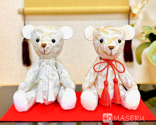 金銀の祝福テディベア【ペアセット】⭐︎赤い毛氈付き