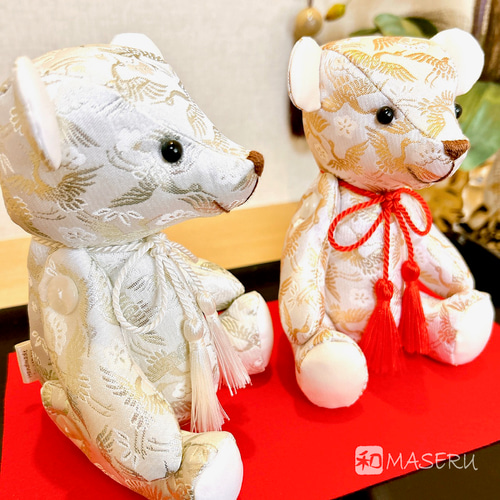 金銀の祝福テディベア【ペアセット】⭐︎赤い毛氈付き⭐︎ ウェルカム