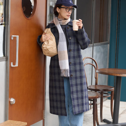 合わせやすく着まわし力に優れたウールコート　チェック柄ロングコート　241020-1 4枚目の画像