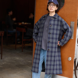 合わせやすく着まわし力に優れたウールコート　チェック柄ロングコート　241020-1 15枚目の画像