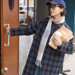 合わせやすく着まわし力に優れたウールコート　チェック柄ロングコート　241020-1 5枚目の画像