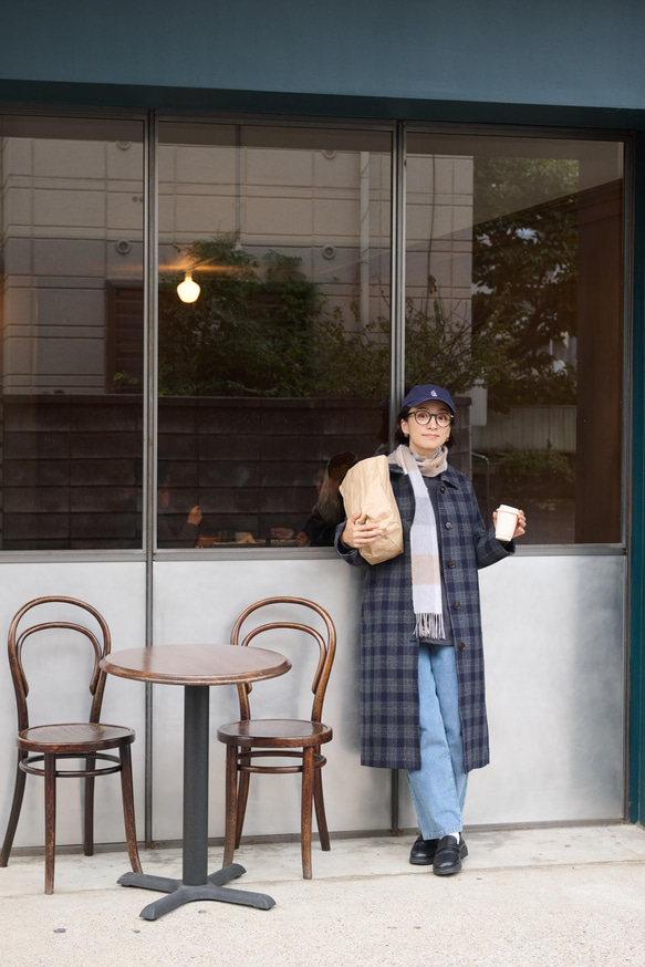 合わせやすく着まわし力に優れたウールコート　チェック柄ロングコート　241020-1 2枚目の画像