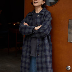 合わせやすく着まわし力に優れたウールコート　チェック柄ロングコート　241020-1 9枚目の画像