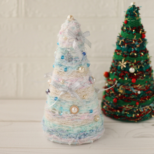 受注制作＊ 手織りのクリスマスツリー ホワイトクリスマス