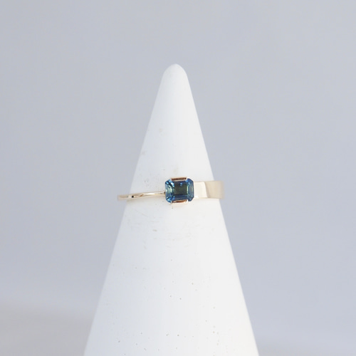 オーストラリア サファイア リング K10ゴールド アシンメトリー