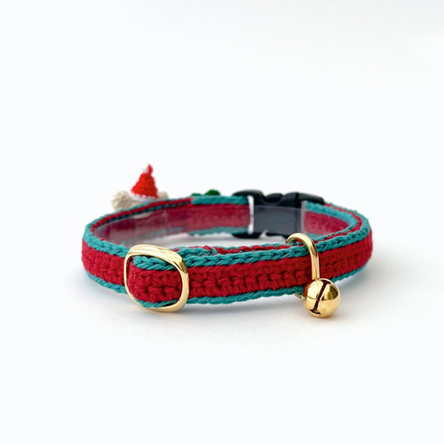 しろくまサンタ 猫さんにやさしい首輪【クリスマス かぎ針編み 猫の