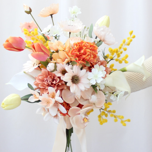 オーダーメイドブーケ22,000円～/オレンジ×黄色×白×コーラルの