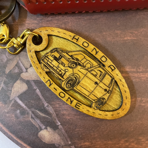 ホンダN-ONE Nワン HONDA 希望ナンバー刻印 木製キーホルダー