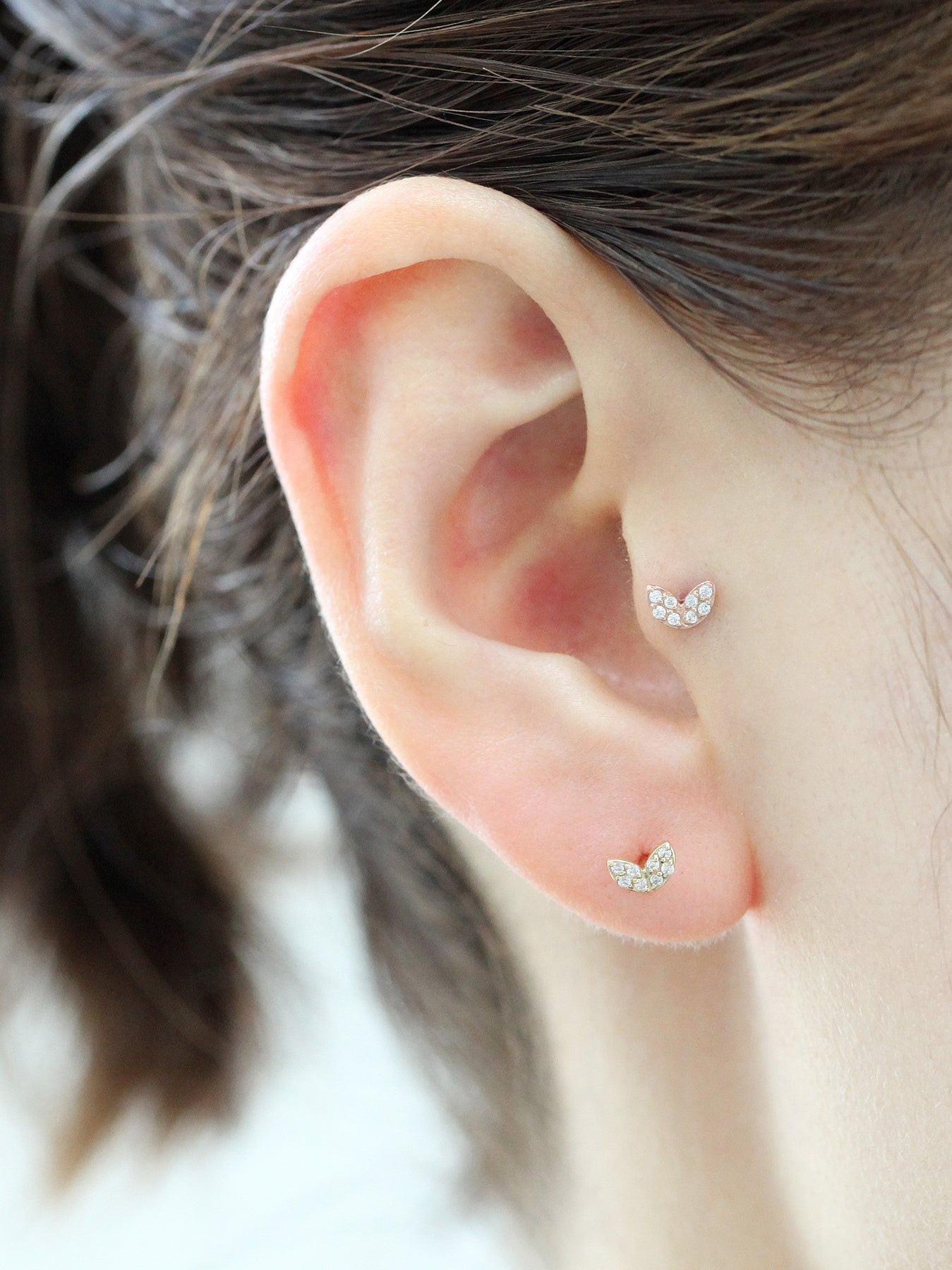 14K金 ゴールドハー 雪片 ヘリックス 軟骨 アンチトラガス アウター インナーコンク イヤリング ピアス ラブレット