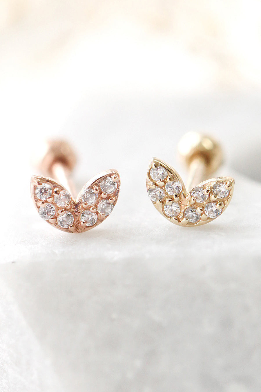 14K金 ゴールドハー 雪片 ヘリックス 軟骨 アンチトラガス アウター インナーコンク イヤリング ピアス ラブレット