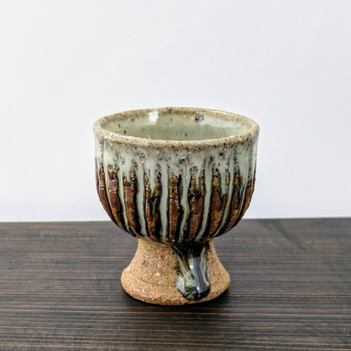 山田錦丸しのぎ馬上杯(藁灰釉×黒飴釉) おちょこ・ぐい呑み・徳利 東条