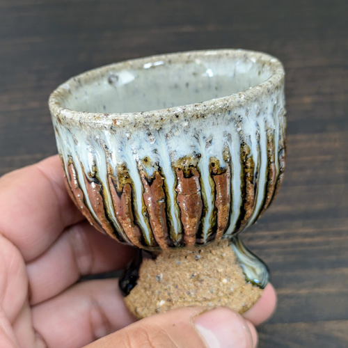 山田錦丸しのぎ馬上杯(藁灰釉×黒飴釉) おちょこ・ぐい呑み・徳利 東条