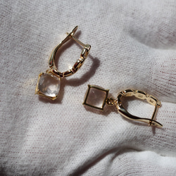 ローズクォーツ８（FC）スクエア　K14gf チェーンデザインループピアス 7枚目の画像