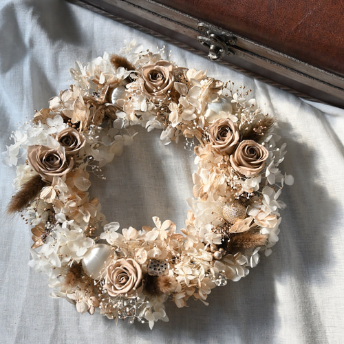 beige＆gold Christmas wreath クリスマスリース 2024 リース