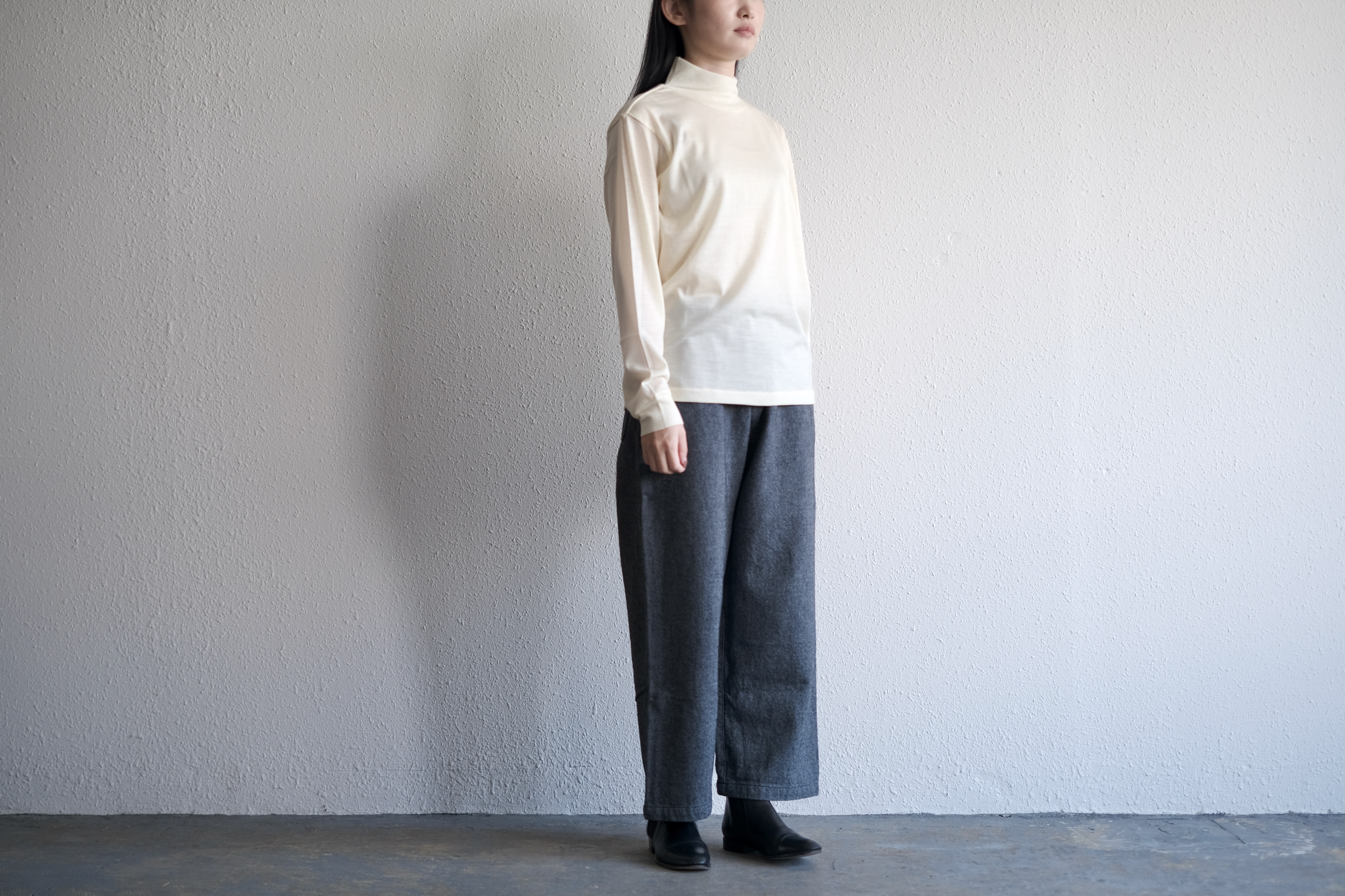 ウォッシャブルウールハイネック off white｜unisex 3size｜HANDROOM