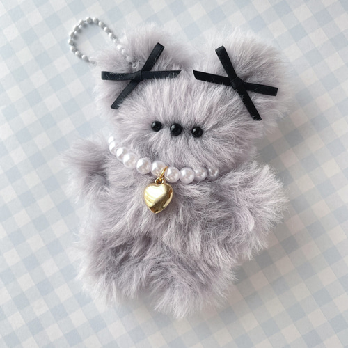 モールドールくまキーリング♡グレーB(完成品) ぬいぐるみ mint