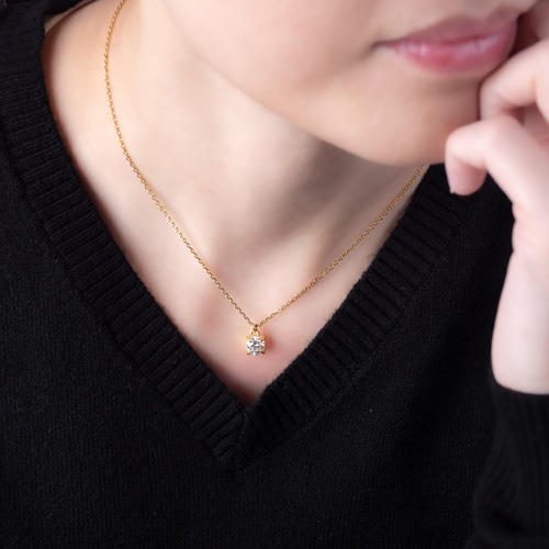 大粒モアサナイト ネックレス 金属アレルギー対応 サージカル