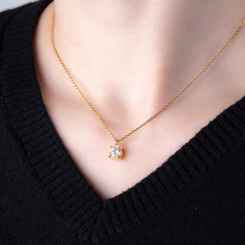 大粒モアサナイト ネックレス 金属アレルギー対応 サージカル